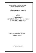 Sáng kiến kinh nghiệm vài biện pháp rèn kỹ năng sống cho học sinh qua môn ngữ văn (thcs)