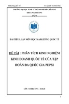 Bài tiểu luận phân tích kinh nghiệm kinh doanh quốc tế của tập đoàn đa quốc gia pepsi