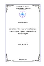 Thu hút nguồn nhân lực chất lượng cao vào bệnh viện đa khoa huyện nghi lộc, tỉnh nghệ an