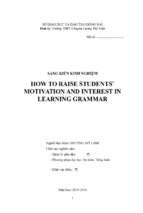 Skkn how to raise students’ motivation and interest in learning grammar