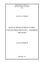 Quản lý rủi ro tín dụng cá nhân tại ngân hàng tmcp nam á   chi nhánh nha trang