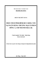 Luận văn thạc sĩ quản trị kinh doanh phân tích tình hình huy động vốn tại ngân hàng thương mại cổ phần đông á chi nhánh đắk lắk