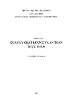 Bài giảng quản lý chất lượng và an toàn thực phẩm nguyễn thuần anh