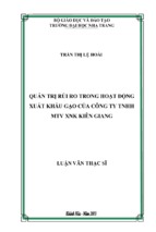 Quản trị rủi ro trong hoạt động xuất khẩu gạo của công ty tnhh một thành viên xuất nhập khẩu kiên giang