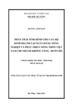 Luận văn thạc sĩ quản trị kinh doanh phân tích tình hình cho vay hkd tại ngân hàng nông nghiệp và phát triển nông thôn việt nam   chi nhánh krông năng   buôn hồ