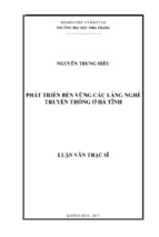 Phát triển bền vững các làng nghề truyền thống ở hà tĩnh