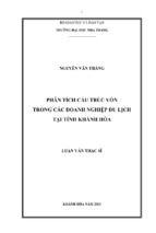 Phân tích cấu trúc vốn trong các doanh nghiệp du lịch tại tỉnh khánh hòa