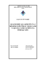 So sánh hiệu quả kinh tế của 2 mô hình nuôi tôm sú thâm canh và quảng canh cải tiến của tỉnh bạc liêu