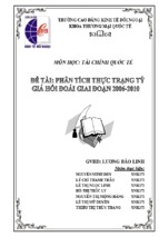 đề tài nghiên cứu khoa học phân tích thực trạng tỷ giá hối đoái giai đoạn 2006 2010