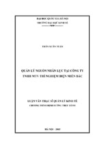 Luận văn thạc sỹ quản lý kinh tế quản lý nguồn nhân lực tại công ty tnhh mtv thí nghiệm điện miền bắc