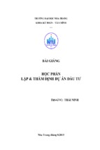 Lập và thẩm định dự án đầu tư