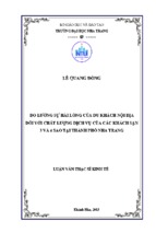 đo lường sự hài lòng của du khách nội địa đối với chất lượng dịch vụ của các khách sạn 3 và 4 sao tại thành phố nha trang