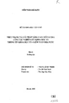 Thực trạng và giải pháp nâng cao chất lượng công tác nghiên cứu khoa học và thông tin khoa học của kiểm toán nhà nước