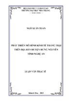 Phát triển mô hình kinh tế trang trại trên địa bàn huyện hưng nguyên tỉnh nghệ an