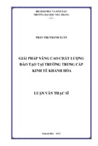 Giải pháp nâng cao chất lượng đào tạo tại trường trung cấp kinh tế khánh hòa