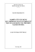 Nghiên cứu xây dựng quy trình sản xuất fucoidan từ một số loài rong nâu phổ biến tại khánh hòa