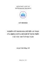 Nghiên cứu đánh giá chỉ tiêu an toàn của động cơ tua bin khí sử dụng trên các tàu thủy ở việt nam