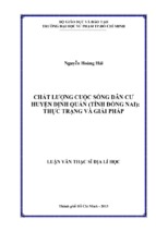 Chất lượng cuộc sống dân cư huyện định quán (tỉnh đồng nai)   thực trạng và giải pháp