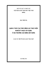 Quản lý đào tạo theo năng lực thực hiện nghề kỹ thuật xây dựng ở các trường cao đẳng xây dựng