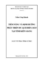 Tiềm năng và định hướng phát triển du lịch biển, đảo tại tỉnh kiên giang