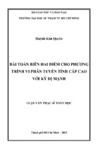 Bài toán biên hai điểm cho phương trình vi phân tuyến tính cấp cao với kỳ dị mạnh