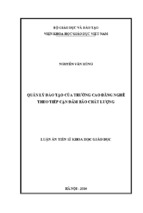 Quản lý đào tạo của trường cao đẳng nghề theo tiếp cận đảm bảo chất lượng