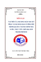 Vai trò của phương pháp thuyết phục và phương pháp cưỡng chế trong quản lý hành chính nhà nước   thực tiễn trên địa bàn thành phố huế