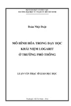 Mô hình hóa trong dạy học khái niệm logarit ở trường phổ thông