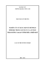 Nghiên cứu sử dụng một số chế phẩm sinh học trong sản xuất lúa an toàn theo hướng vietgap ở tỉnh thừa thiên huế