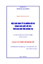 Hiệu quả kinh tế và những rủi ro trong sản xuất hồ tiêu trên địa bàn tỉnh quảng trị