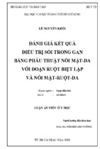 đánh giá kết quả điều trị sỏi trong gan bằng phẫu thuật nối mật da với đoạn ruột biệt lập và nối mật ruột da