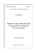 Nghiên cứu chất lượng cuộc sống của bệnh nhân sau mổ nội soi cắt túi mật do sỏi