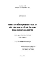 Nghiên cứu tổng hợp vật liệu sno2 có cấu trúc nano đa cấp và ứng dụng trong cảm biến khí, xúc tác