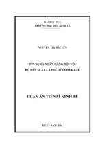 Tín dụng ngân hàng đối với hộ sản xuất cà phê tỉnh đắk lắk