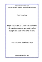 Thực trạng quản lý tổ chuyên môn các trường trung học phổ thông huyện bến cát, tỉnh bình dương