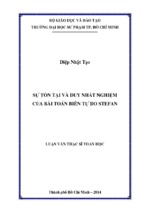 Sự tồn tại và duy nhất nghiệm của bài toán biên tự do stefan