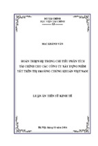 Hoàn thiện hệ thống chỉ tiêu phân tích tài chính cho các công ty xây dựng niêm yết trên thị trường chứng khoán việt nam