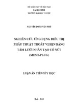 Nghiên cứu ứng dụng điều trị phẫu thuật thoát vị bẹn bằng tấm lưới nhân tạo có nút (mesh plug)