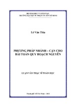 Phương pháp nhánh – cận cho bài toán quy hoạch nguyên