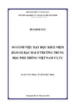 So sánh việc dạy học khái niệm hàm số bậc hai ở trường trung học phổ thông việt nam và úc