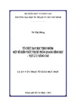 Tổ chức dạy học theo nhóm một số kiến thức thuộc phần quang hình học   vật lí 11 nâng cao