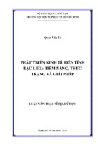 Phát triển kinh tế biển tỉnh bạc liêu   tiềm năng, thực trạng và giải pháp