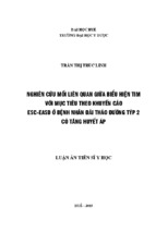 Nghiên cứu mối liên quan giữa biểu hiện tim với mục tiêu theo khuyến cáo esc easd ở bệnh nhân đái tháo đường týp 2 có tăng huyết áp