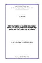 Thực trạng quản lý hoạt động giảng dạy trong các trường trung cấp chuyên nghiệp ngoài công lập ở thành phố hồ chí minh