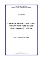 Khai thác tài nguyên nhân văn phục vụ phát triển du lịch ở thành phố hồ chí minh