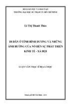 Di dân ở tỉnh bình dương và những ảnh hưởng của nó đến sự phát triển kinh tế   xã hội