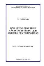 định hướng phát triển các điểm, tuyến du lịch sinh thái của tỉnh nghệ an