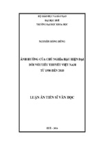 ảnh hưởng của chủ nghĩa hậu hiện đại đối với tiểu thuyết việt nam từ 1986 đến 2010