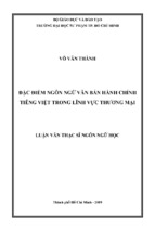 đặc điểm ngôn ngữ văn bản hành chính tiêng việt trong lĩnh vực thương mại