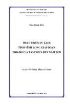 Phát triển du lịch tỉnh vĩnh long giai đoạn 2000   2010 và tầm nhìn đến năm 2020